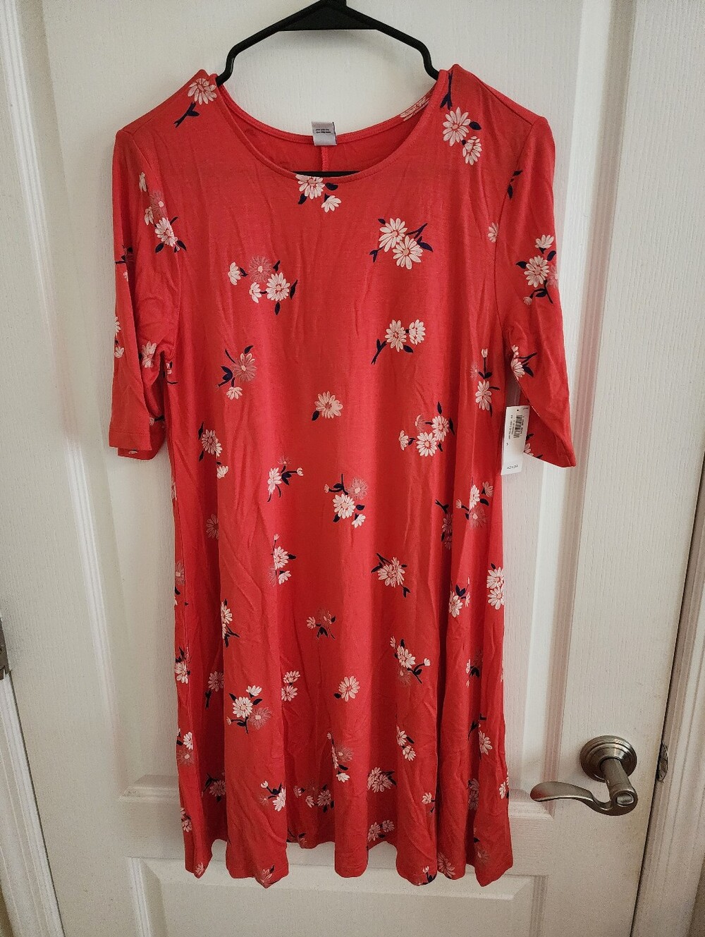 NWT Old Navy Floral Swing Dress | Coral Red Short Sleeve T-Shirt Dress Size S